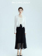 chicjuly Balletcore Water Soluble Lace V-neck Pocket Women's Cashmere Wool Cardigans