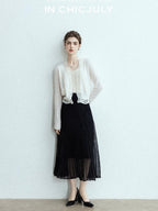 chicjuly Balletcore Water Soluble Lace V-neck Pocket Women's Cashmere Wool Cardigans