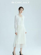 chicjuly Balletcore Water Soluble Lace V-neck Pocket Women's Cashmere Wool Cardigans