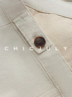 chicjuly Barn Colorblock Cropped Polo Collar Women's Cotton Denim Jackets