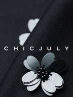 chicjuly Beaded Floral Satin Feel High Waist A Line Women's Wool Skirts