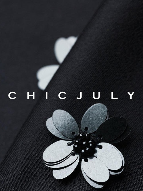 chicjuly Beaded Floral Satin Feel High Waist A Line Women's Wool Skirts