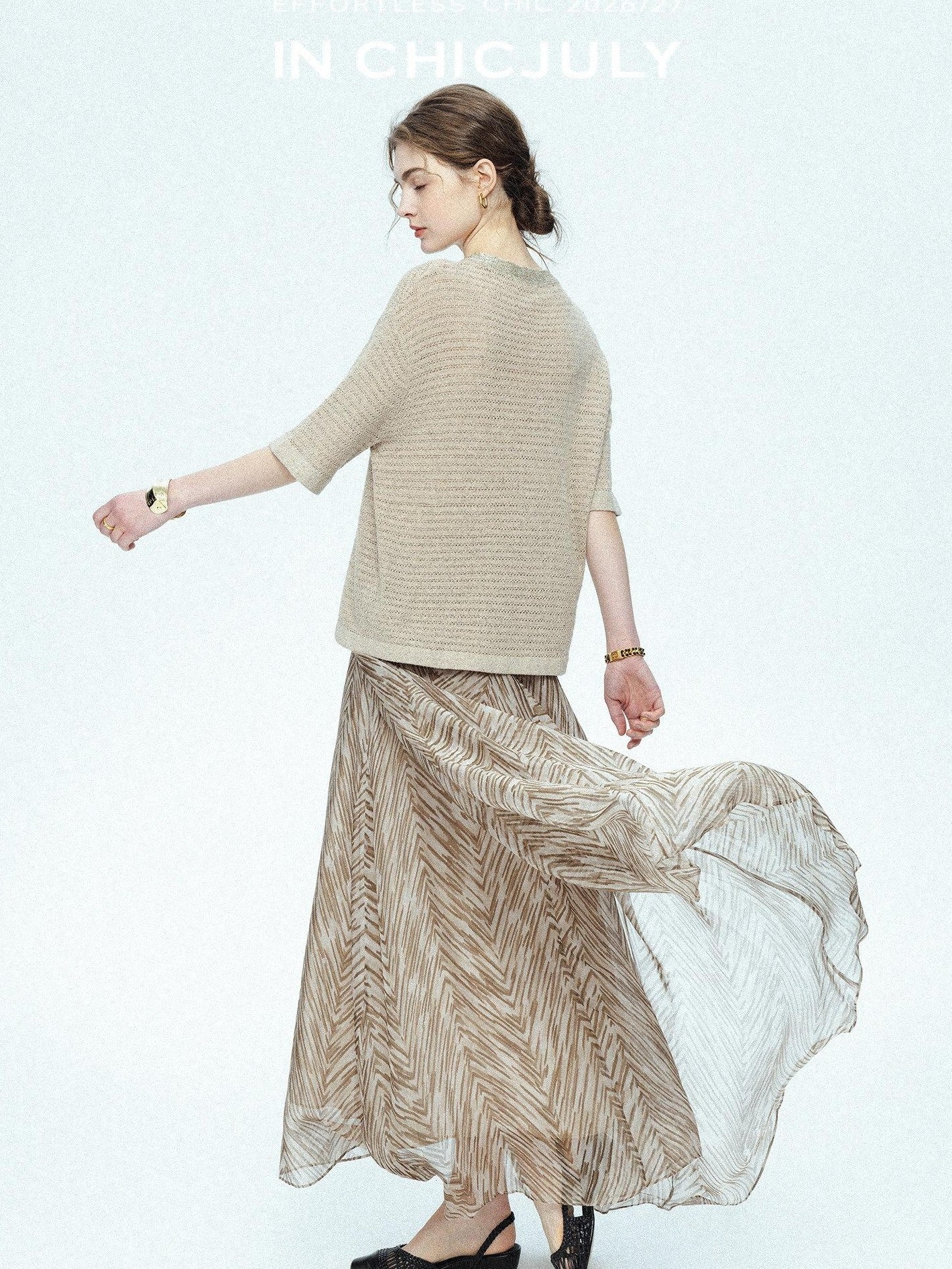 chicjuly Beaded Sequin Star Collar Crochet Knit Women's Silk Short Sleeve T-shirts