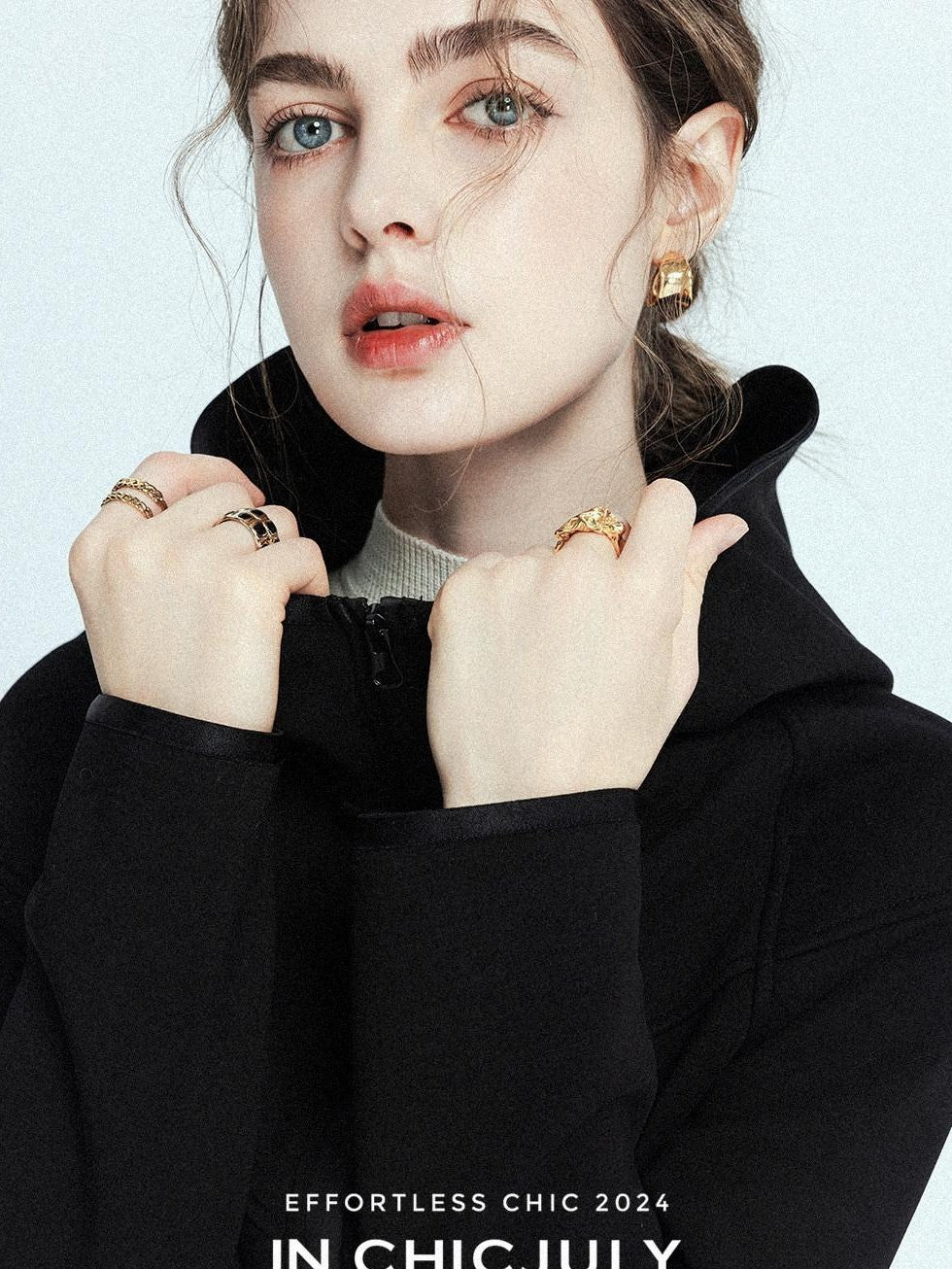 chicjuly Black Flocked Ultra Light Air Layer Hooded Waist Cinch Women's Casual Jackets