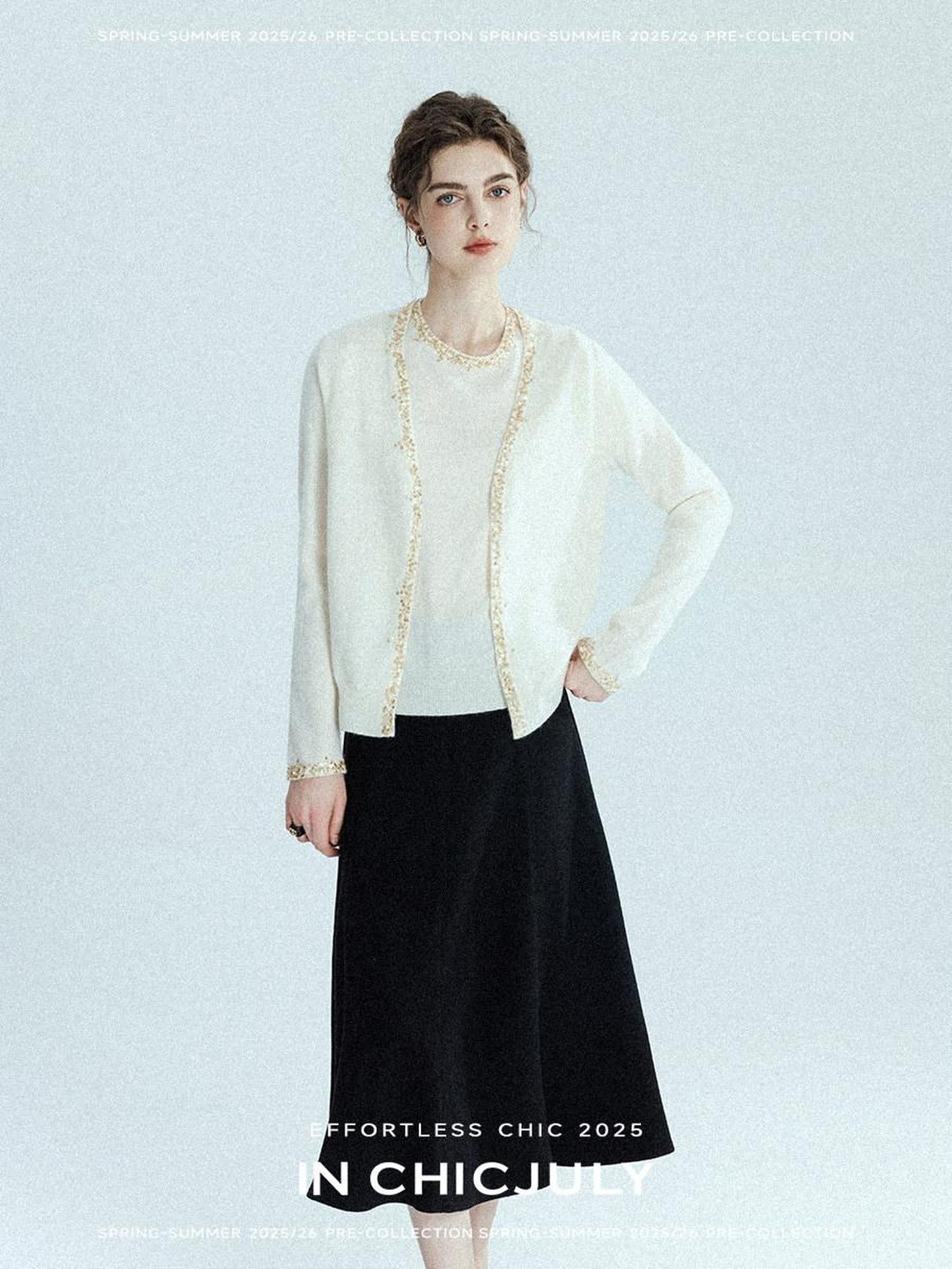 chicjuly Black Structured Tailoring High Waist A Line Women's Midi Skirts