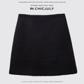chicjuly Black Textured Boucle Woven High Waist A Line Women's Wool Mini Skirts 970131212358