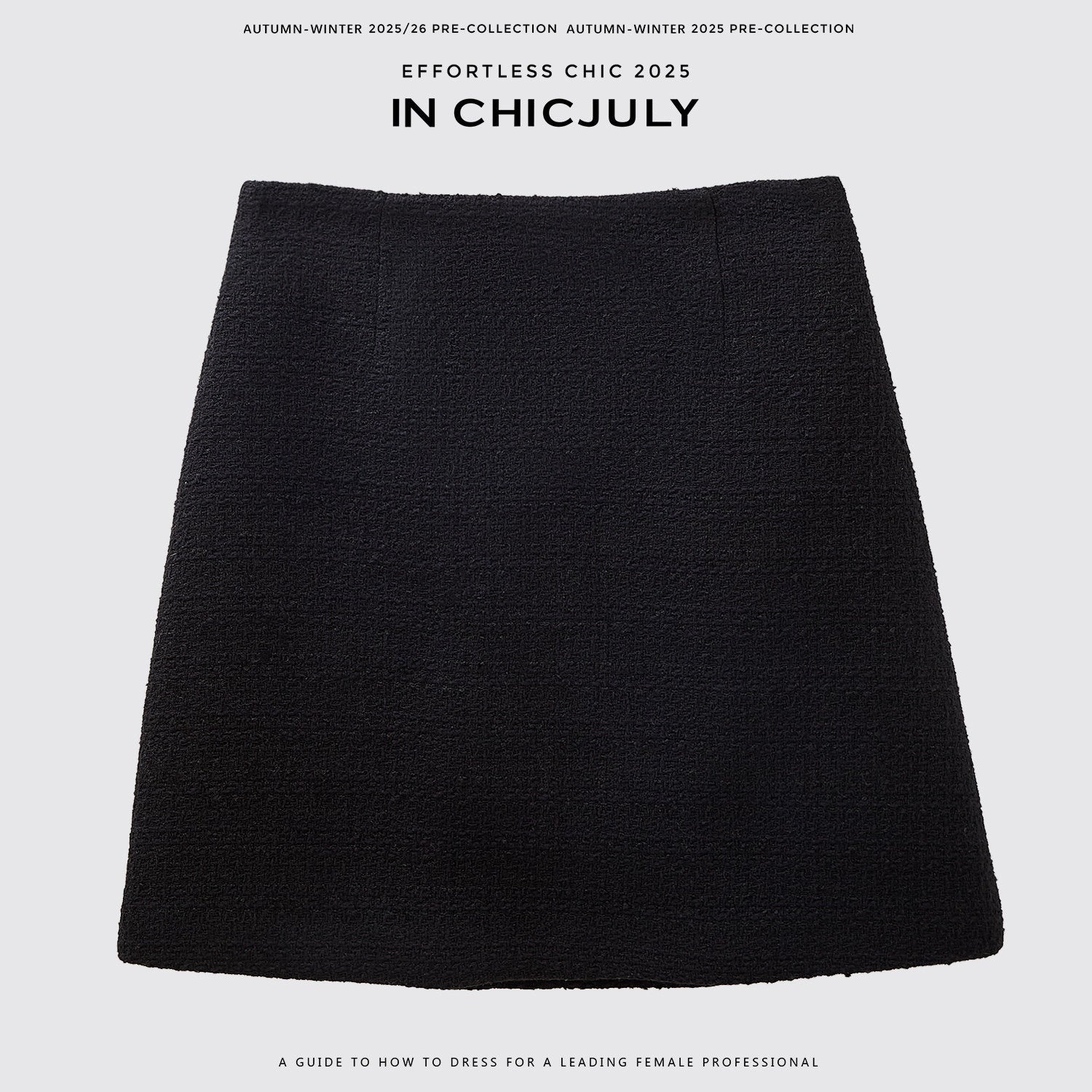 chicjuly Black Textured Boucle Woven High Waist A Line Women's Wool Mini Skirts 970131212358