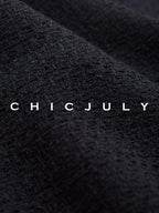 chicjuly Black Textured Boucle Woven High Waist A Line Women's Wool Mini Skirts