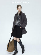 chicjuly Black Textured Boucle Woven High Waist A Line Women's Wool Mini Skirts