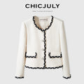 chicjuly Black White Sequin Chain Button Round Neck Women's Acetate Skirt Suits 732253634860