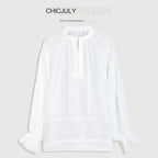 chicjuly Breathable Hand Crocheted 3d Floral Embroidered Women's Ramie Blouses 916839839391