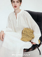 chicjuly Breathable Hand Crocheted 3d Floral Embroidered Women's Ramie Blouses