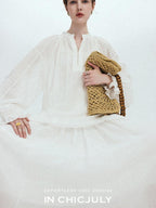 chicjuly Breathable Hand Crocheted 3d Floral Embroidered Women's Ramie Blouses