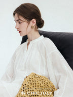 chicjuly Breathable Hand Crocheted 3d Floral Embroidered Women's Ramie Blouses