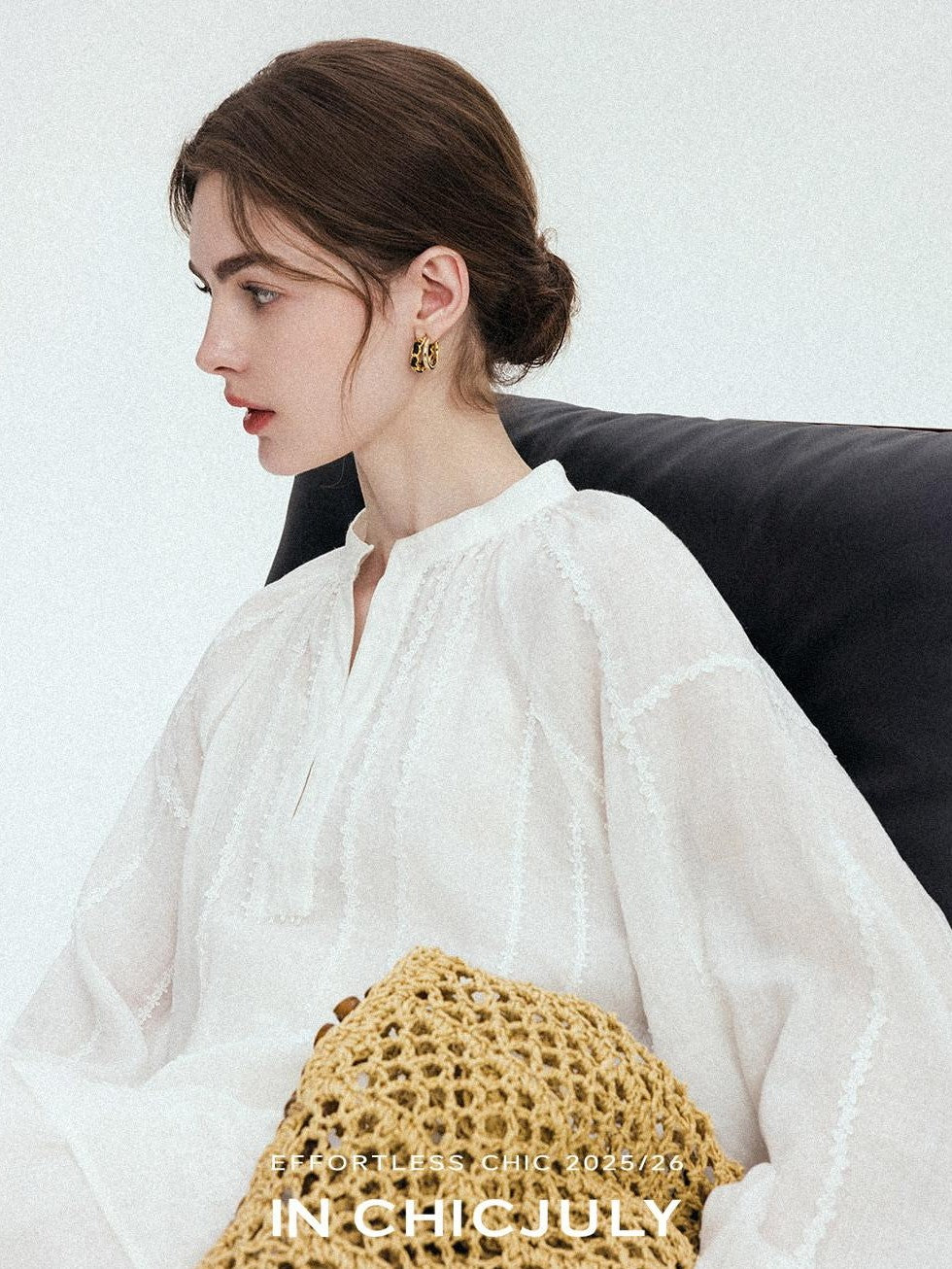 chicjuly Breathable Hand Crocheted 3d Floral Embroidered Women's Ramie Blouses