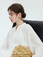 chicjuly Breathable Hand Crocheted 3d Floral Embroidered Women's Ramie Blouses