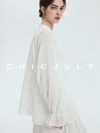 chicjuly Breathable Hand Crocheted 3d Floral Embroidered Women's Ramie Blouses