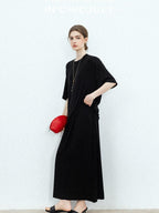 chicjuly Breathable Loose Short Sleeve High Waist Women's Tencel Wool Top & Skirt Sets