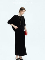 chicjuly Breathable Loose Short Sleeve High Waist Women's Tencel Wool Top & Skirt Sets