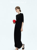 chicjuly Breathable Loose Short Sleeve High Waist Women's Tencel Wool Top & Skirt Sets