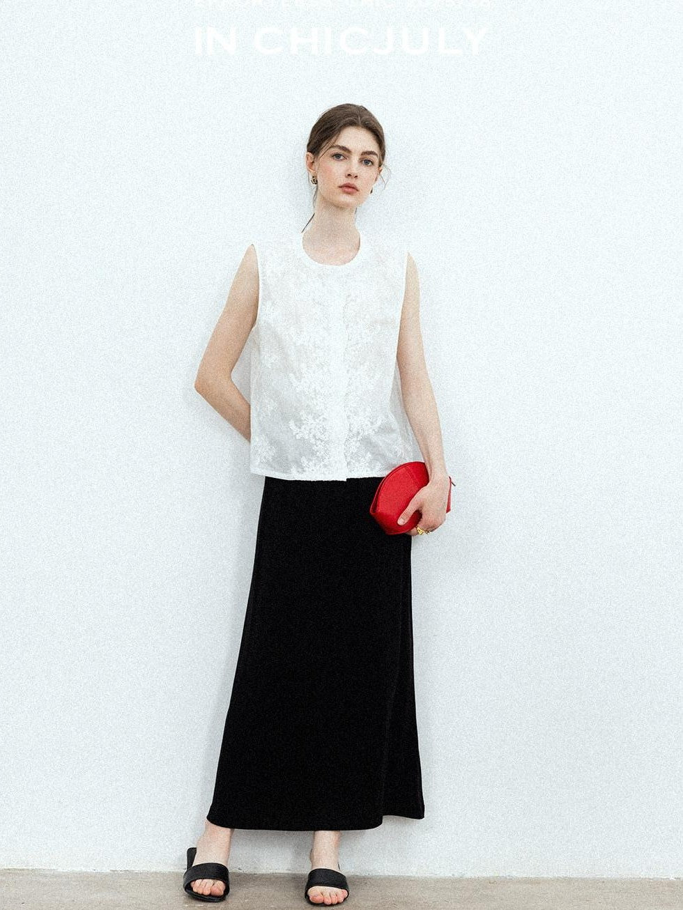 chicjuly Breathable Loose Short Sleeve High Waist Women's Tencel Wool Top & Skirt Sets