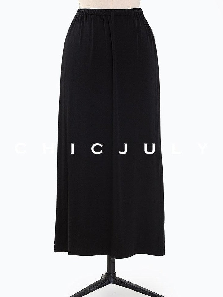 chicjuly Breathable Loose Short Sleeve High Waist Women's Tencel Wool Top & Skirt Sets
