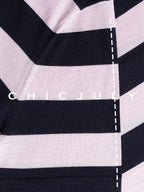 chicjuly Breathable Skin Friendly Striped Women's Fine Merino Wool Short Sleeve T-shirts