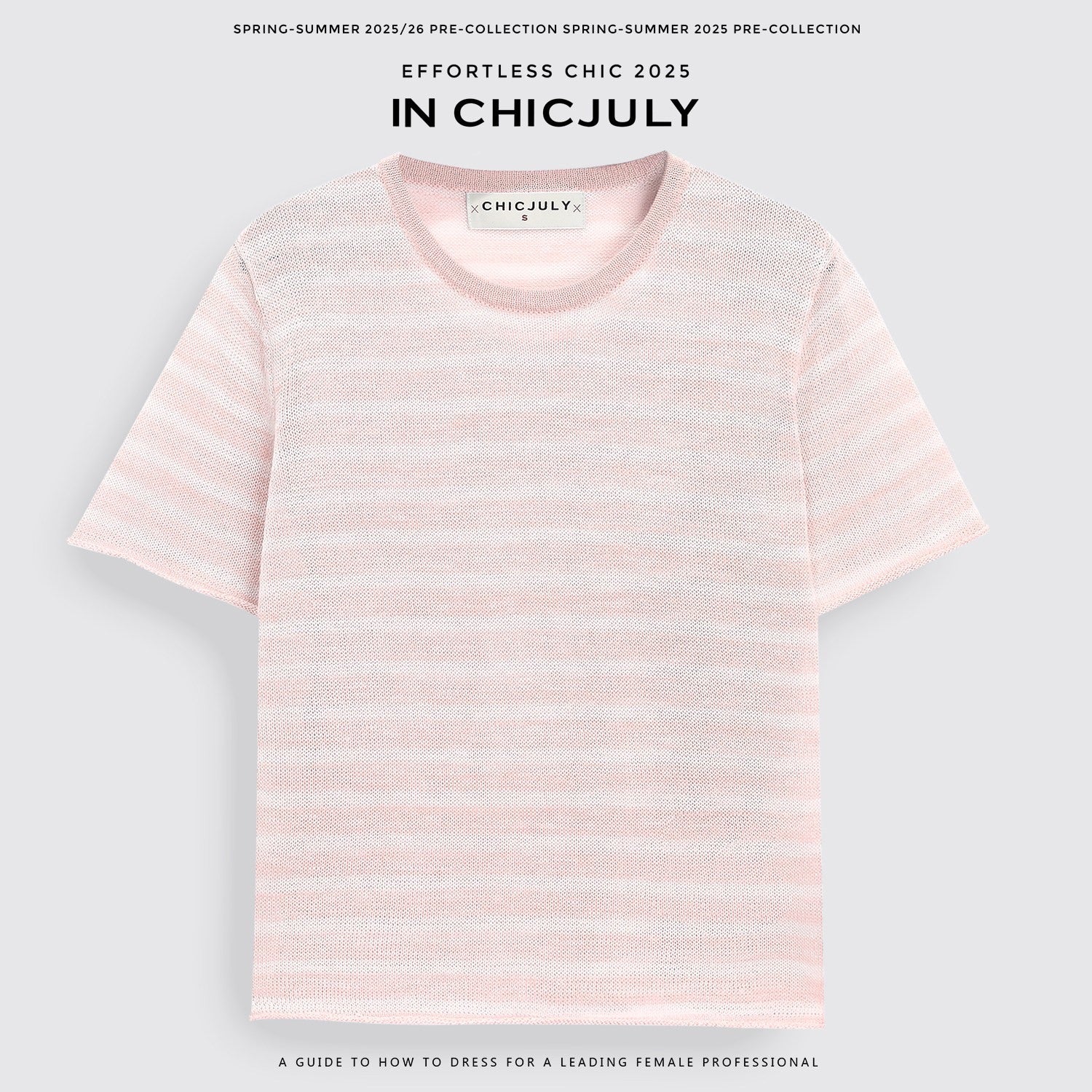 chicjuly Breathable Striped Knit Uv Crew Neck Women's Linen Short Sleeve T-shirts 930918534845