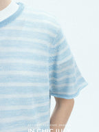 chicjuly Breathable Striped Knit Uv Crew Neck Women's Linen Short Sleeve T-shirts