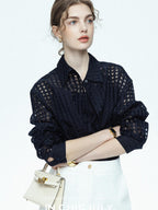 chicjuly Checked 3d Tailored Turn Down Collar Women's Mulberry Silk Cotton Shirts