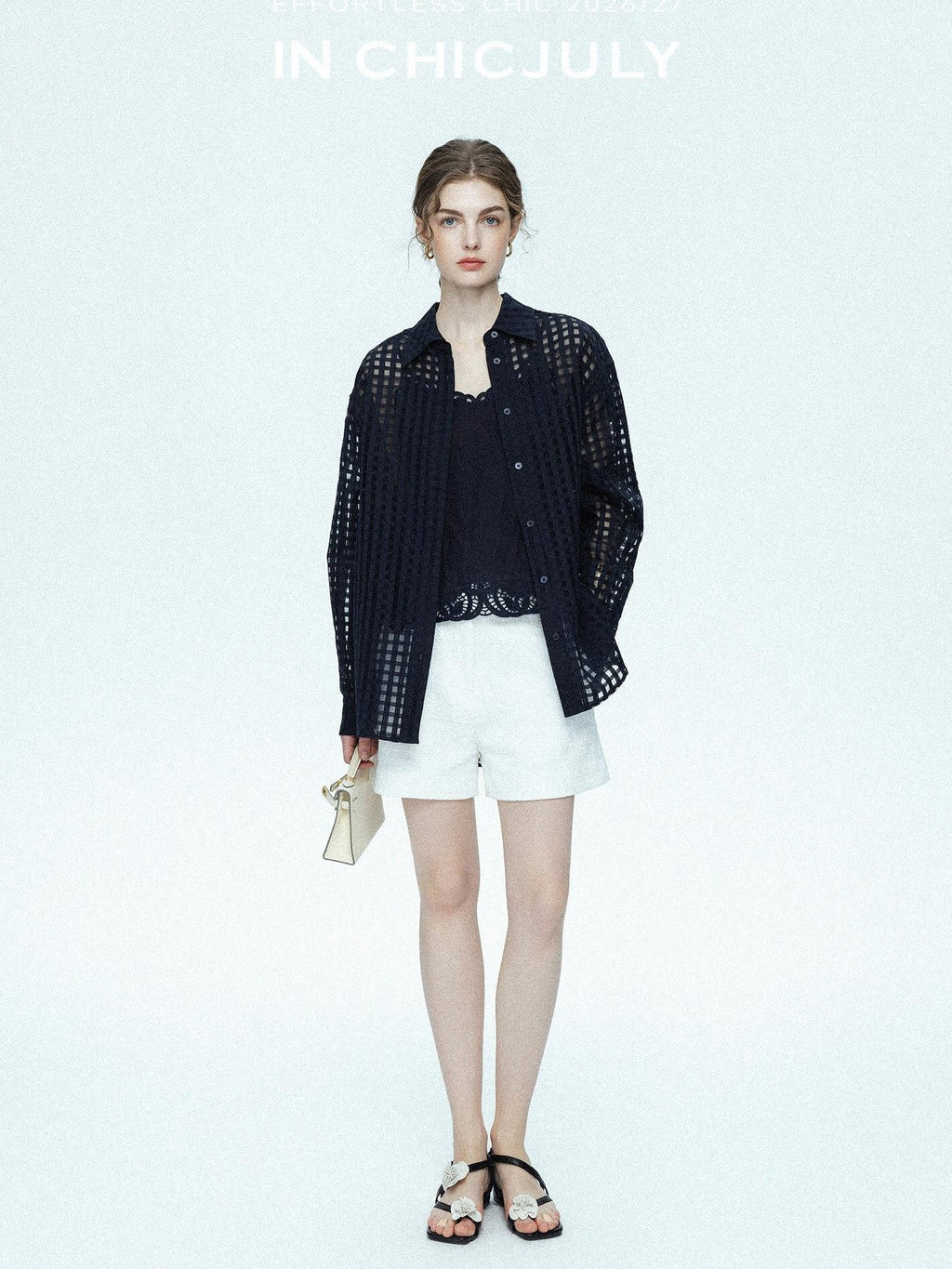 chicjuly Checked 3d Tailored Turn Down Collar Women's Mulberry Silk Cotton Shirts