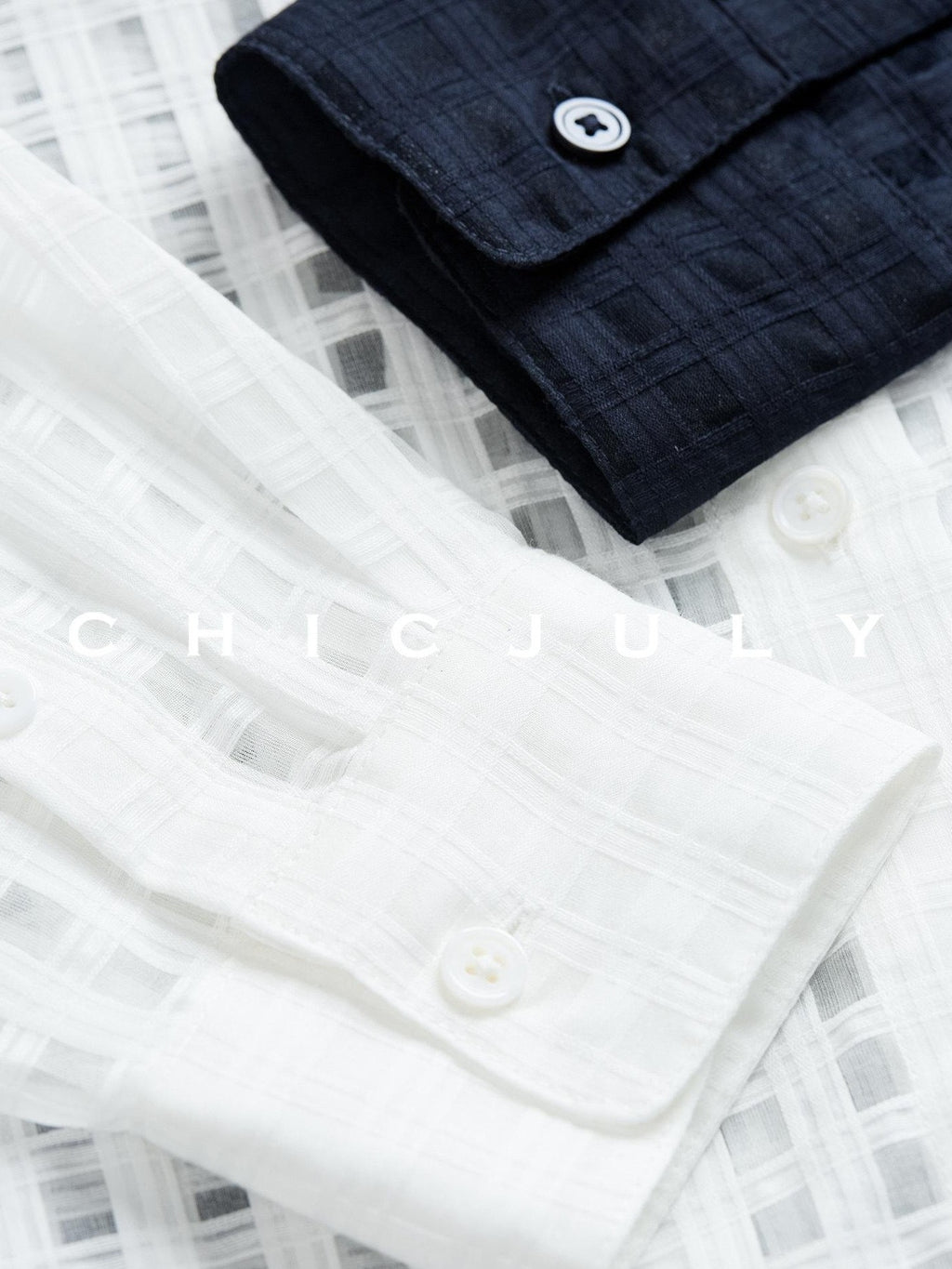 chicjuly Checked 3d Tailored Turn Down Collar Women's Mulberry Silk Cotton Shirts