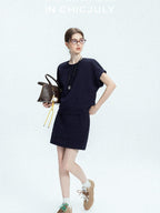 chicjuly Classic American Sport Air Layer Short Sleeve Women's Top & Shorts Sets
