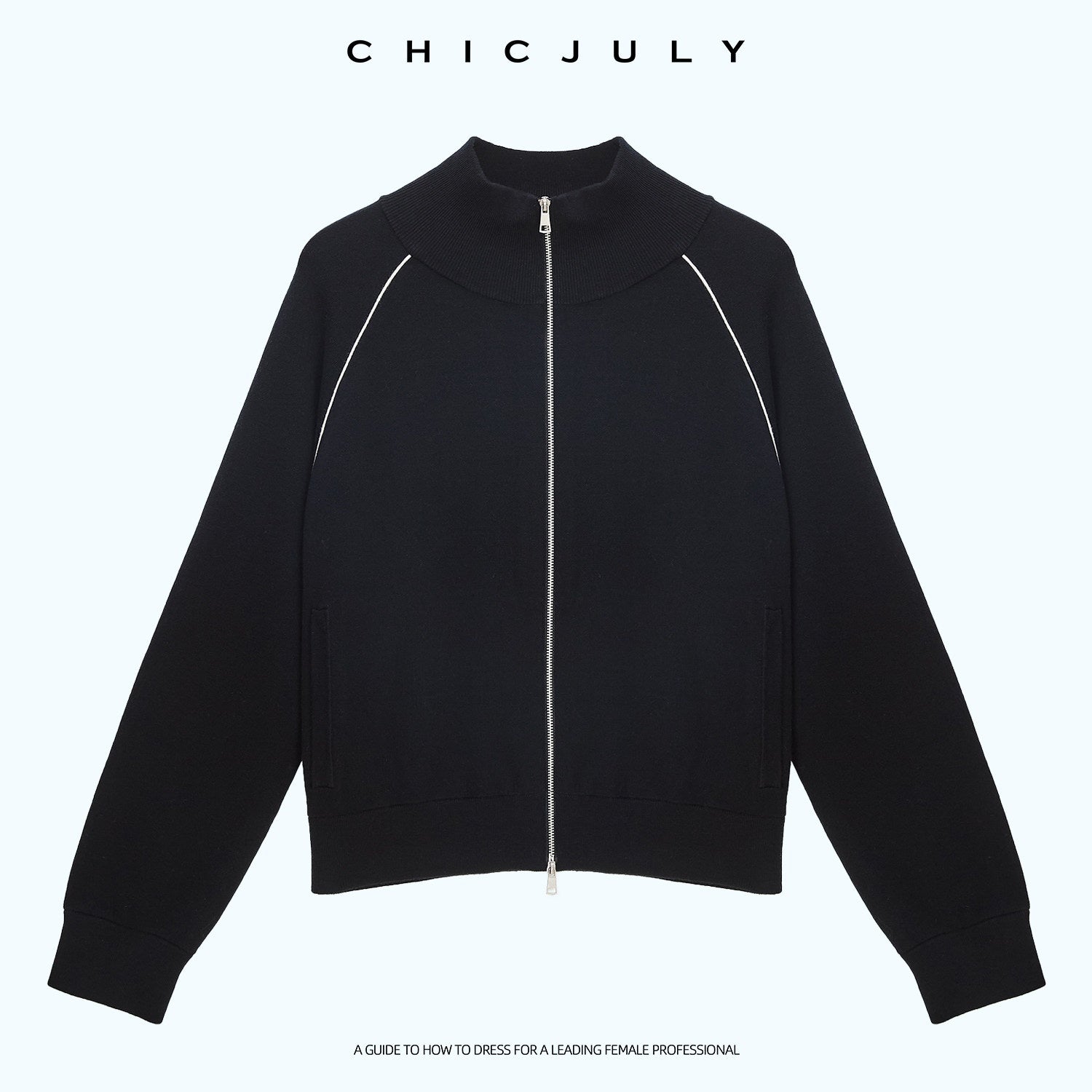 chicjuly Colorblock Stripe Stand Collar Zipper Drop Shoulder Women's Wool Hoodies 994829574670