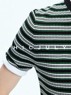 chicjuly Contrast Stripe Knit Crewneck Women's Wool Short Sleeve T-shirts