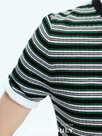 chicjuly Contrast Stripe Knit Crewneck Women's Wool Short Sleeve T-shirts