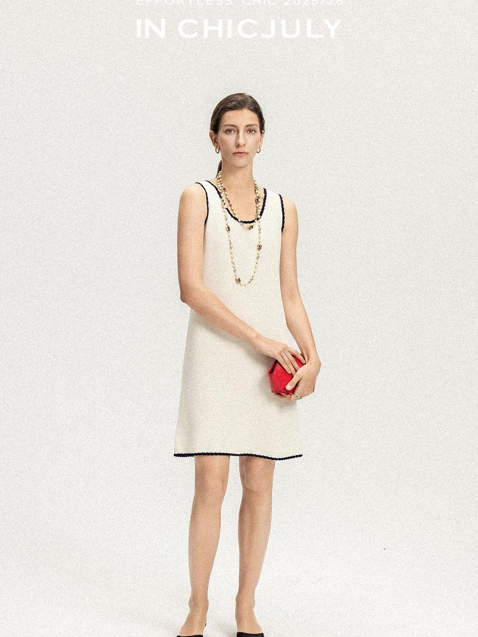 chicjuly Contrast Tweed Handmade Crochet Floral Women's Silk Tencel Slip Midi Dresses