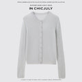 chicjuly Cropped Fine Yarn Knit Minimalist Women's Pure Wool Long Sleeve T-shirts 968816858767