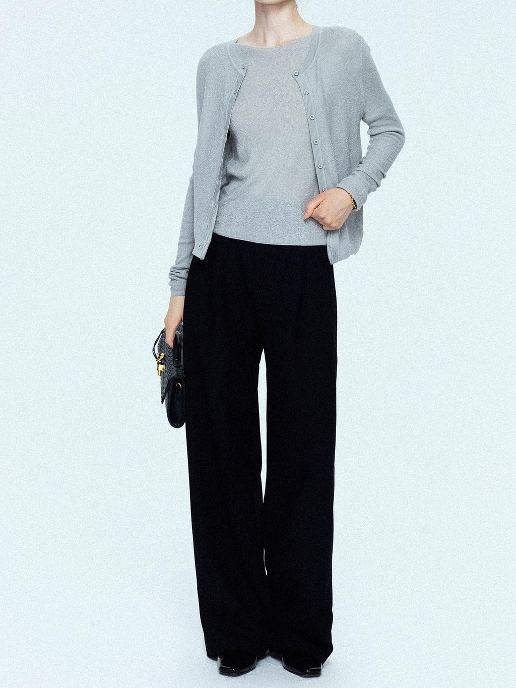 chicjuly Cropped Fine Yarn Knit Minimalist Women's Pure Wool Long Sleeve T-shirts