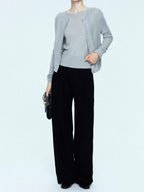 chicjuly Cropped Fine Yarn Knit Minimalist Women's Pure Wool Long Sleeve T-shirts