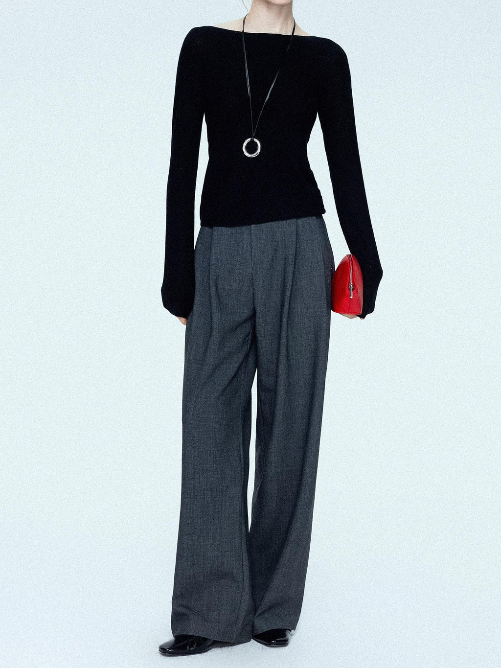 chicjuly Cropped Fine Yarn Knit Minimalist Women's Pure Wool Long Sleeve T-shirts