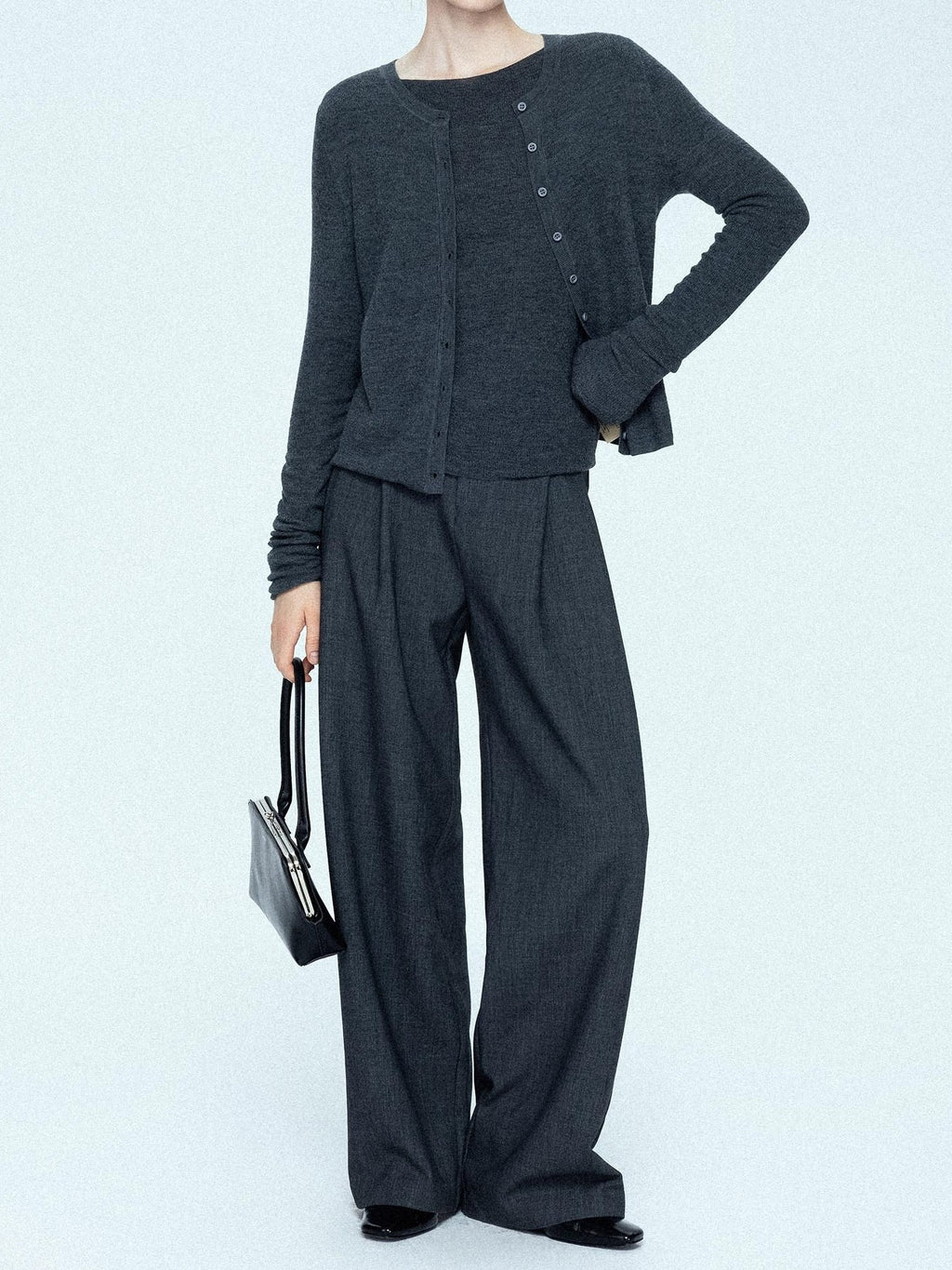 chicjuly Cropped Fine Yarn Knit Minimalist Women's Pure Wool Long Sleeve T-shirts