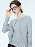 chicjuly Cropped Fine Yarn Knit Minimalist Women's Pure Wool Long Sleeve T-shirts