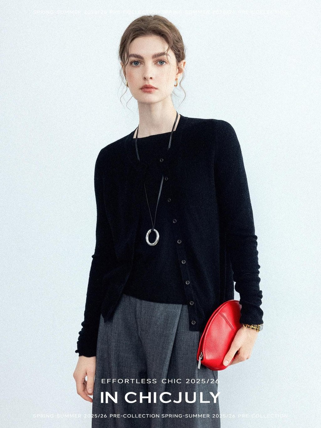 chicjuly Cropped Fine Yarn Knit Minimalist Women's Pure Wool Long Sleeve T-shirts