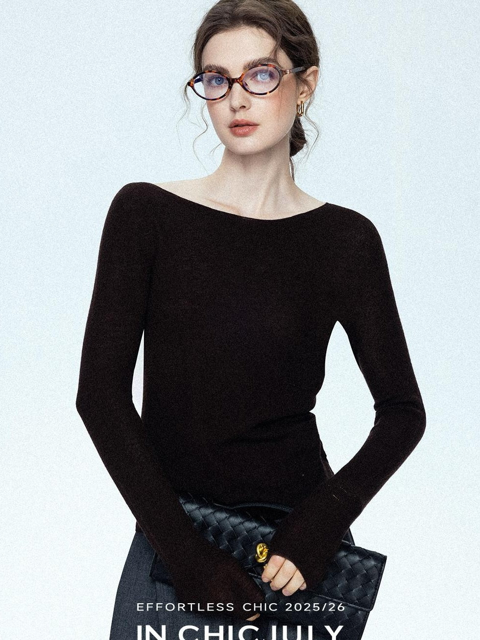 chicjuly Cropped Fine Yarn Knit Minimalist Women's Pure Wool Long Sleeve T-shirts