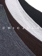 chicjuly Cropped Fine Yarn Knit Minimalist Women's Pure Wool Long Sleeve T-shirts