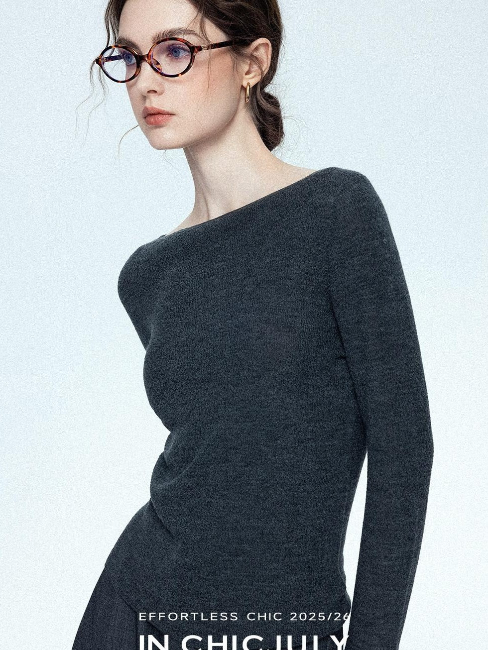 chicjuly Cropped Fine Yarn Knit Minimalist Women's Pure Wool Long Sleeve T-shirts