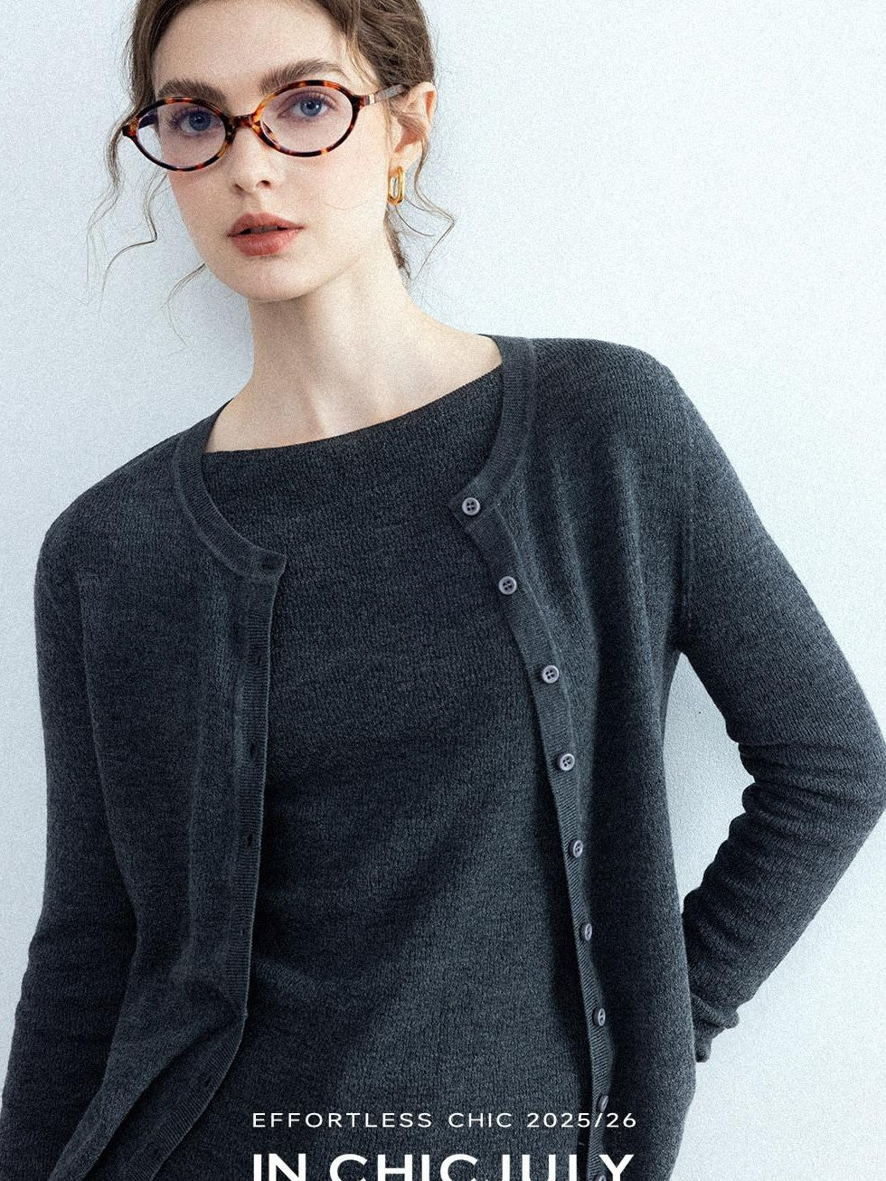 chicjuly Cropped Fine Yarn Knit Minimalist Women's Pure Wool Long Sleeve T-shirts