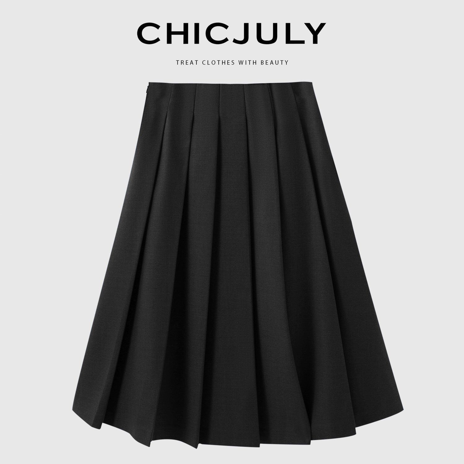 chicjuly Cross Texture High Waist Pleated Women's Worsted Wool Midi Skirts 768059183426
