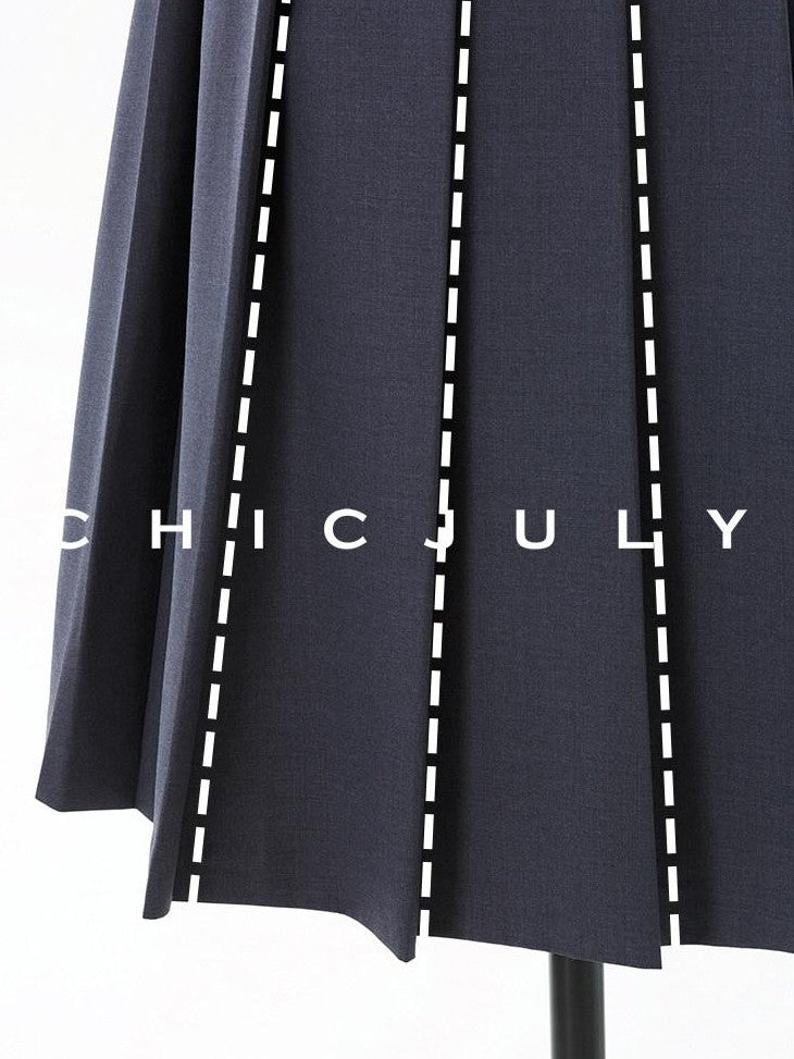 chicjuly Cross Texture High Waist Pleated Women's Worsted Wool Midi Skirts
